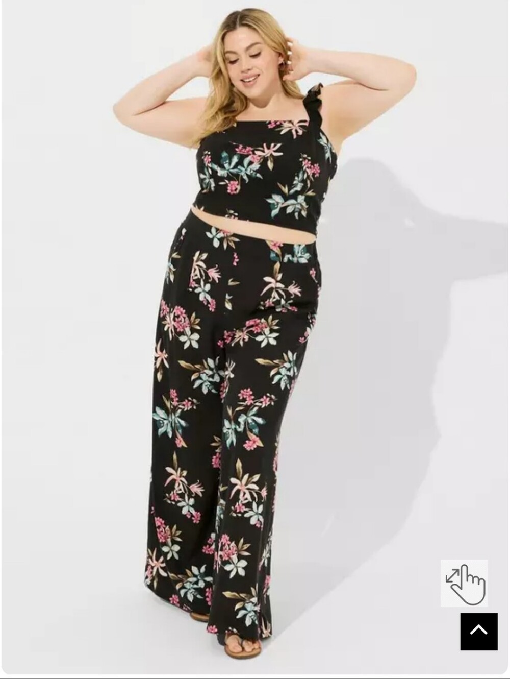 Torrid Challis Smocked Ruffle Trim Crop Top